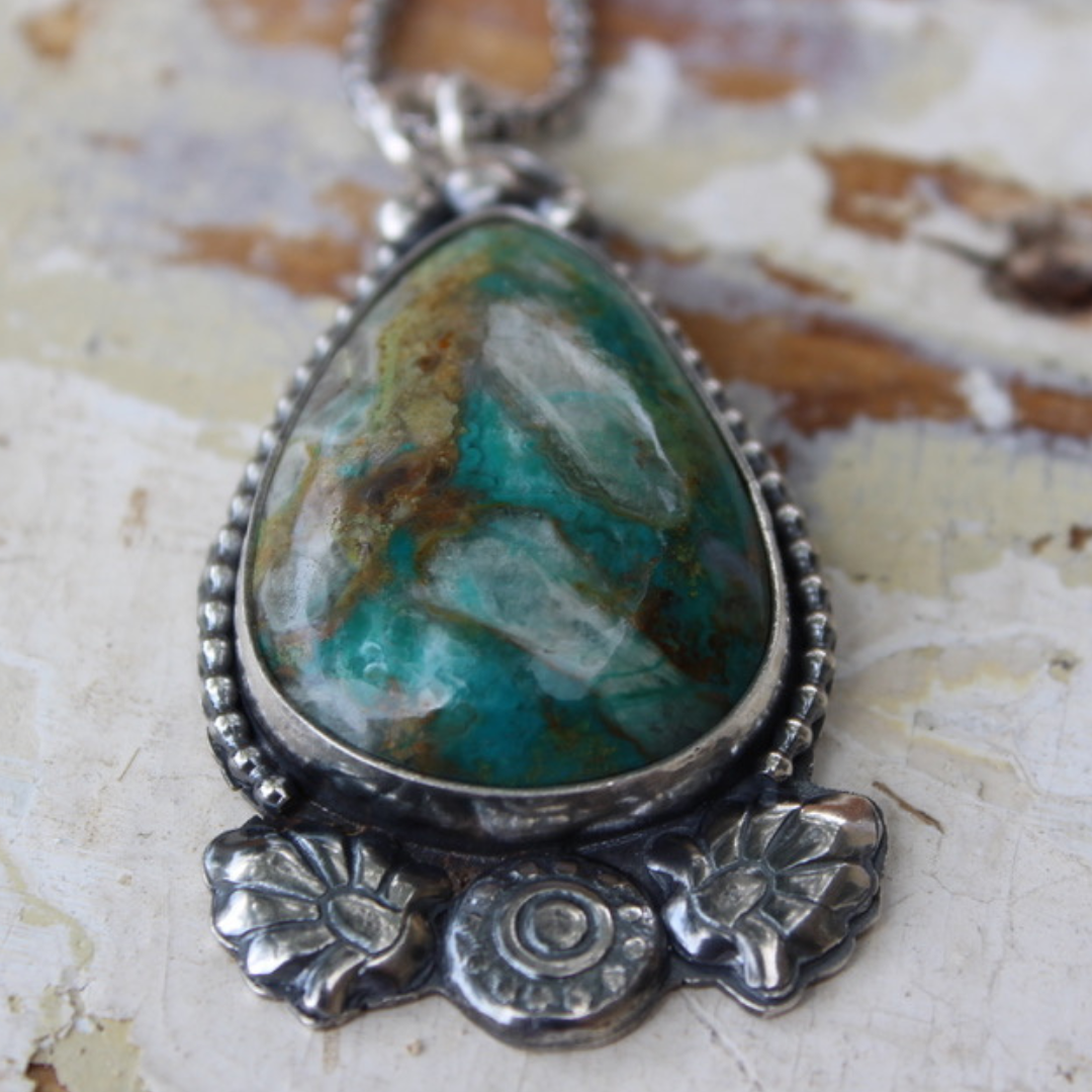 Chrysocolla Teardrop Moroccan Necklace