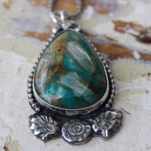Chrysocolla Teardrop Moroccan Necklace