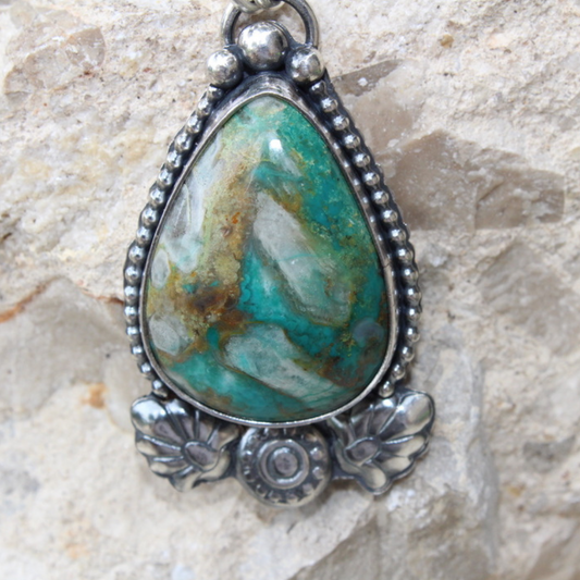 Chrysocolla Teardrop Moroccan Necklace