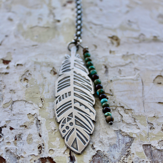 Etched Feather Pendant