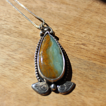 Peruvian Opal Wood Teardrop Pendant