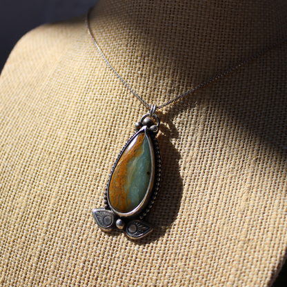 Peruvian Opal Wood Teardrop Pendant