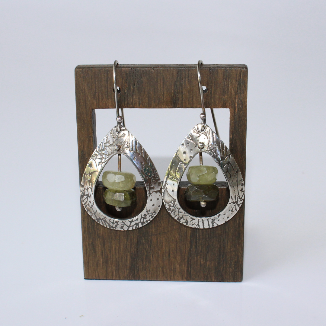 Green Garnet Teardrop Earrings