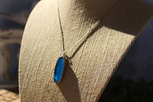 Blue Topaz Quartz Oval Pendant